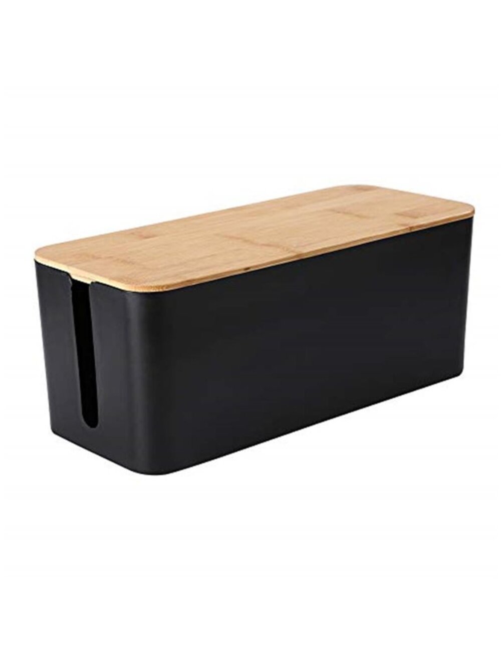 Cable Management Box Power Strip Cover Cord Organizer Bamboo Lid Storage Desk